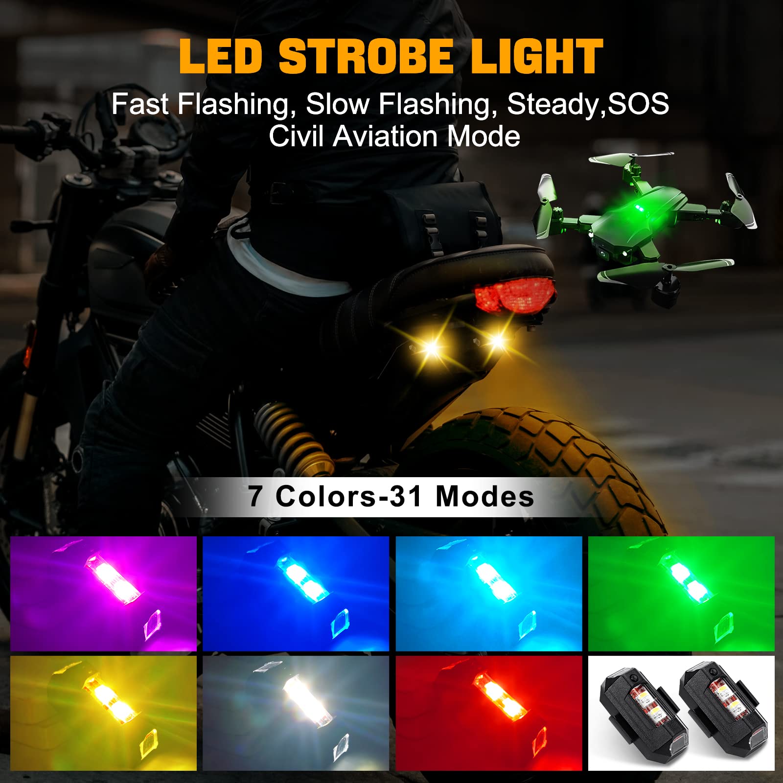 Drone Strobe Light - Motorrad Lichter Drone Strobe Licht USB