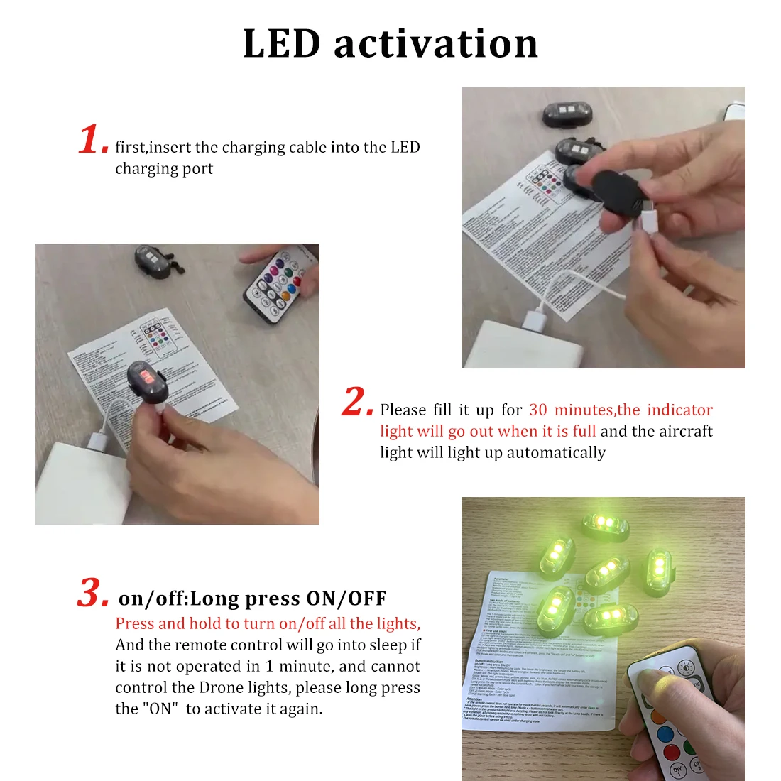 2/4/8pcs drahtlose Fernbedienu – Drone Strobe Light Bewertung und Preis